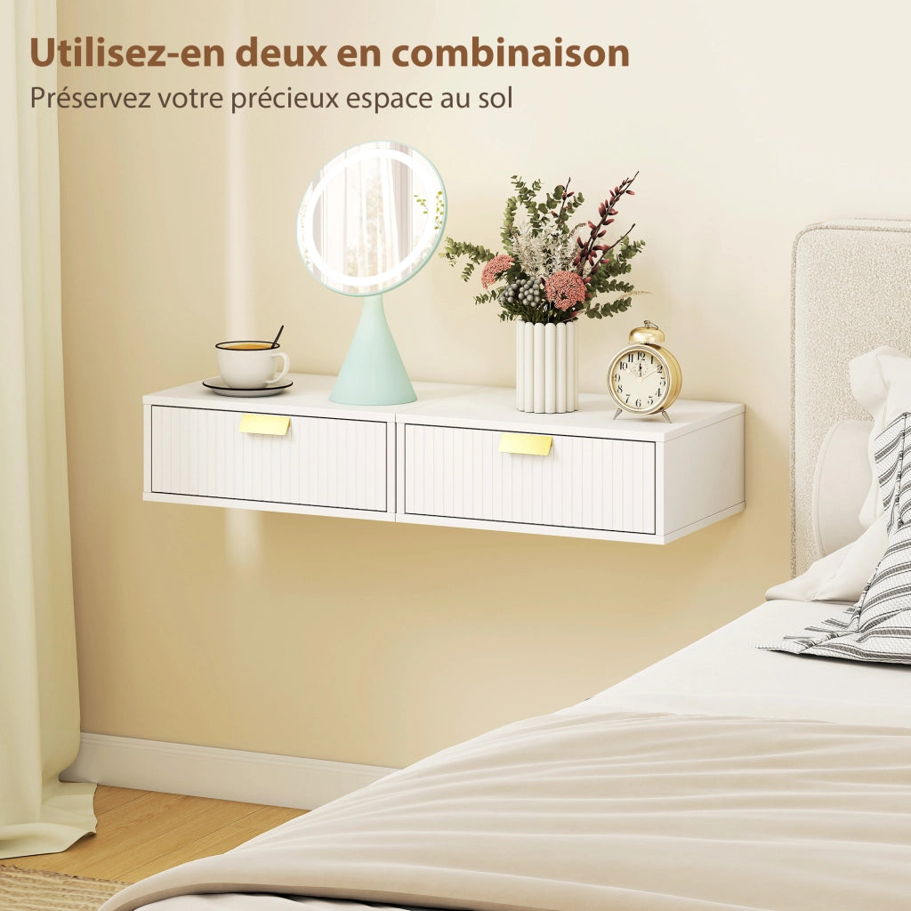 Comodini a muro con cassetto ¨C Zephmum ¨C Bianco 40x30x15 cm