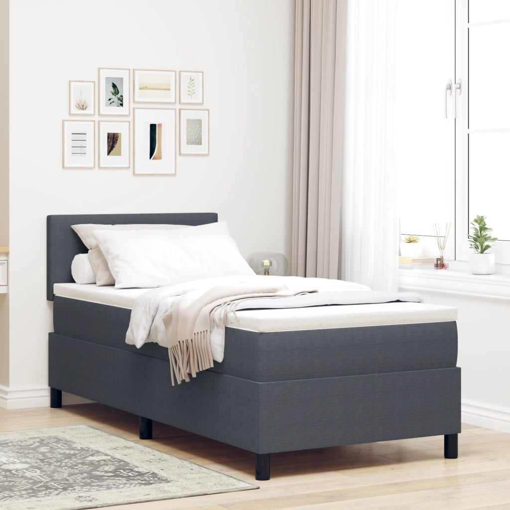 Letto con Box Spring e Materasso Grigio Scuro 90x200 cm Tessuto di Velluto