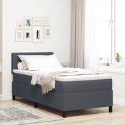 Letto con Box Spring e Materasso Grigio Scuro 90x200 cm Tessuto di Velluto
