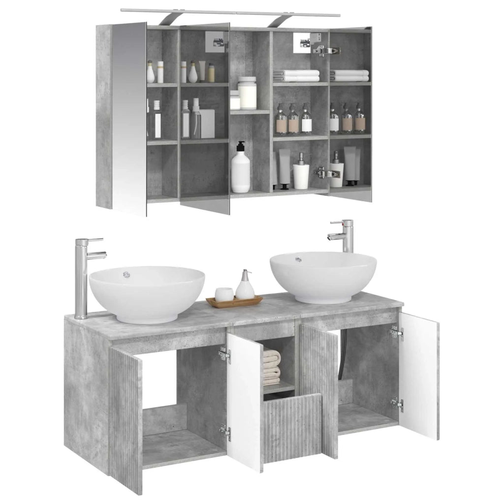 Set di Armadi da Bagno 4 pcs Grigio Cemento 3406498