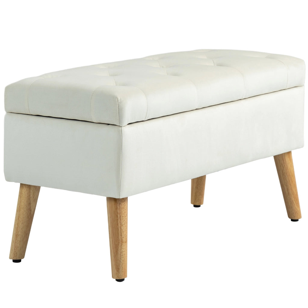 Panca contenitore con cuscino effetto velluto ¨C Xylo ¨C Crema 80x35x42 cm