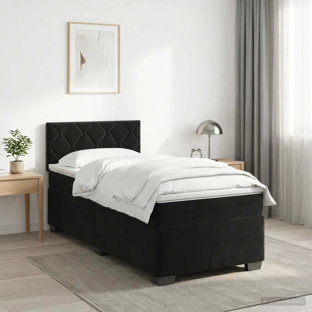 Letto box spring con materasso Nero 80 x 200 cm Velluto 3450610