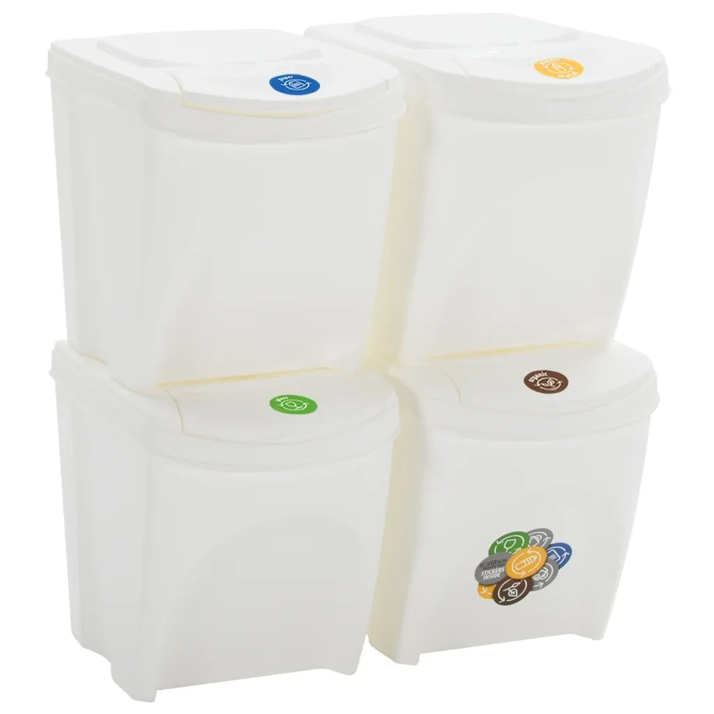 Contenitori Impilabili Rifiuti 4 pz Bianco 100 L Polipropilene CFW7973183