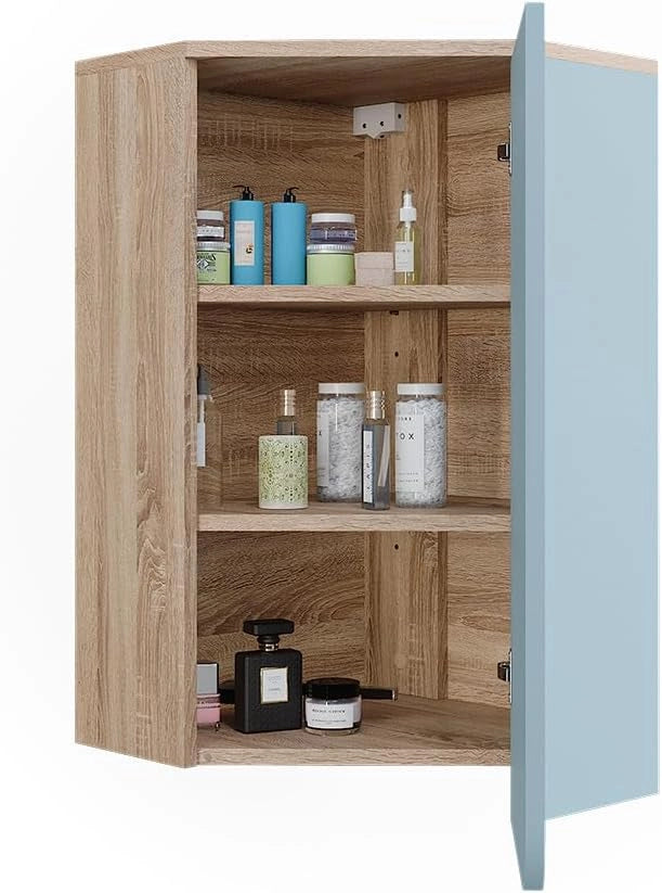 Mobile da bagno Karen, Grigio-blu, 42.4 x 75 cm con porta e vani aperti