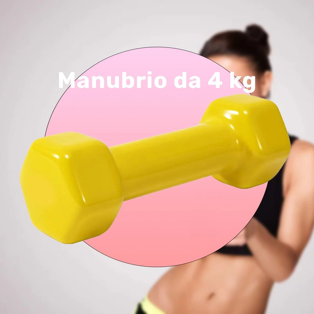 Trade Shop - Manubrio Singolo 4 Kg In Vinile Allenamento Esercizi Casa Palestra Workout Fit -
