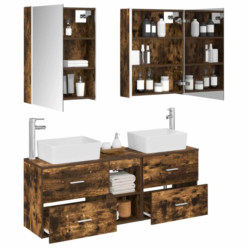 Set di mobili per il bagno 5 pcs Rovere Fumo 3406851