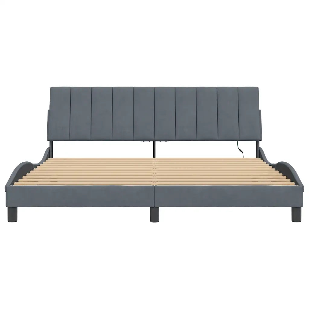 Giroletto con LED senza Materasso-Struttura Letto Hanko Grigio Scuro 180x200 cm in Velluto