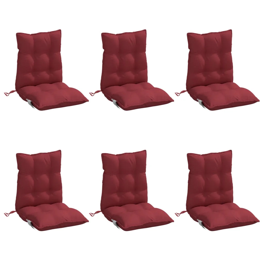 Cuscini per Sedia Schienale Basso 6pz Rosso Vino Tessuto Oxfordcod mxl 90930