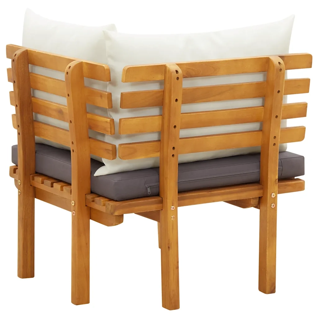Divano Angolare da Giardino con Cuscini-Sofa da Giardino-Divanetto da esterno in Legno d'Acacia