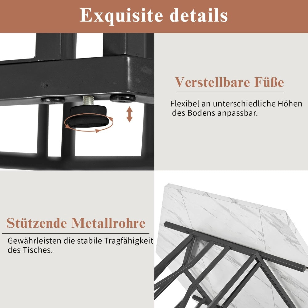 Set Tavolo da Pranzo Esagonale con 4 Sedie ¨C Xylo ¨C Piano Marmo, Velluto Grigio