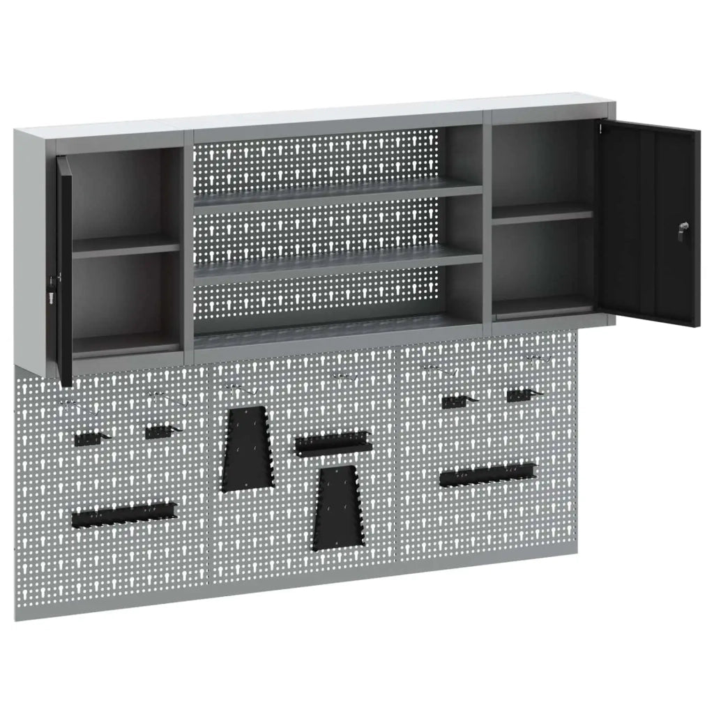 Set di armadi per attrezzi con lo scaffale 4 pcs Nero 3321406