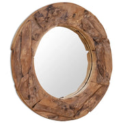 Specchio Decorativo in Legno di Teak 80 cm Rotondo 244561