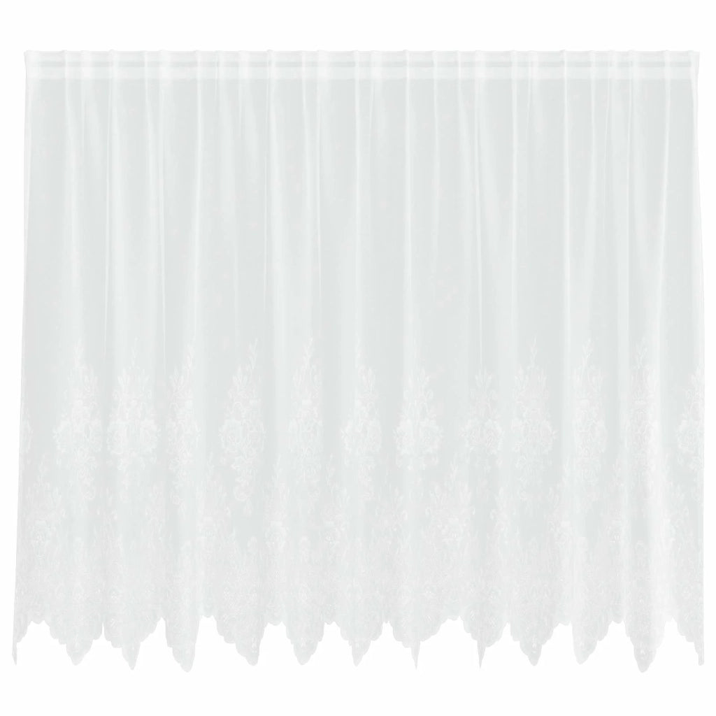 Tenda in Pizzo con tende Bianco 160 x 300 cm Poliestere 4107778
