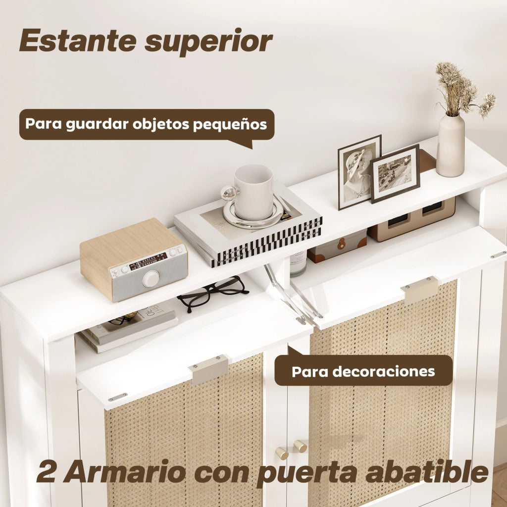 Cubre Radiatori con Porte Battenti e Ratanio 2 Scomparti ¨C Minimal ¨C Bianco