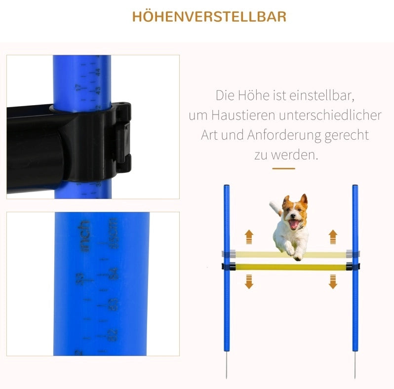 Set agility per cani giallo con tunnel, ostacoli e slalom