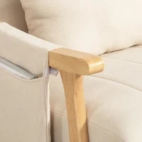 Sedia a Dondolo con Cuscino Lombare, Ampia Seduta, Struttura in Faggio, fino a 120 kg, Beige