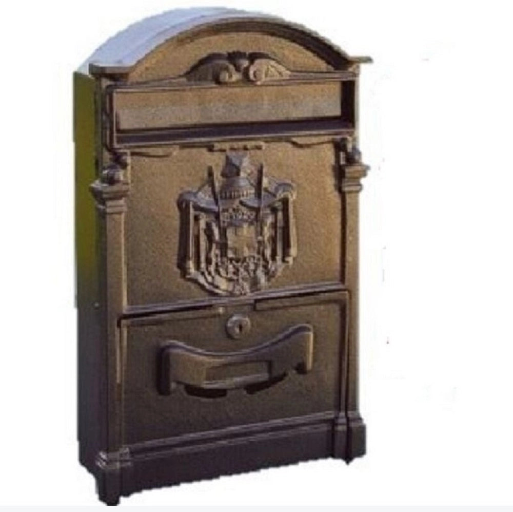 CASSETTA POSTALE VILLA ITALIA IN ALLUMINIO COLOR BRONZO ANTIC. L26xP9xH42 cm