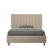 BS COM Letto una piazza e mezza con rete imbottito 120x210 similpelle tortora