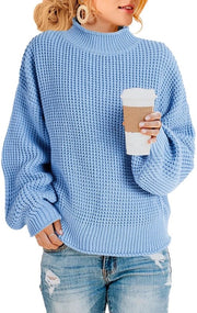 Pullover Oversized con Lunghe Maniche e Collo Alto con Maniche a Muffola e Materiale Respirante