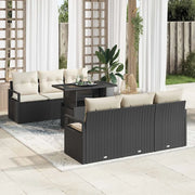 Set Divano da Giardino 7 pcs Nero e Crema polyrattan 3348743