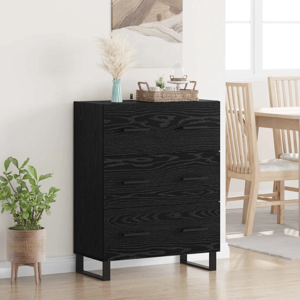 Credenza con cassetto Rovere Nero 69,5 x 34 x 90 cm