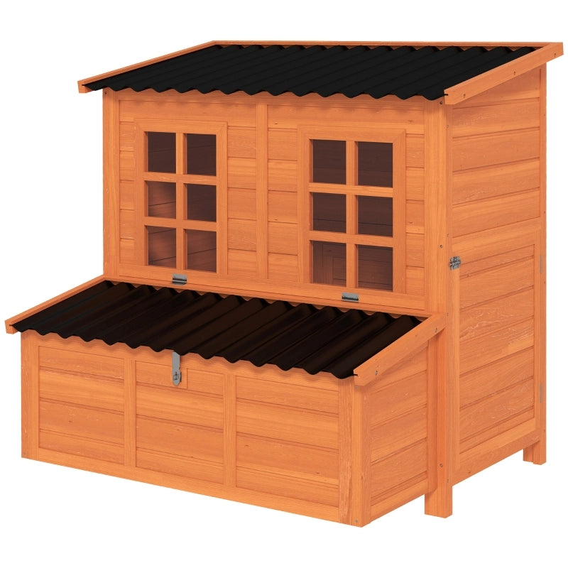 GALLINARIO per 4-6 galline 100x86x100 cm legno di abete e plastica arancione