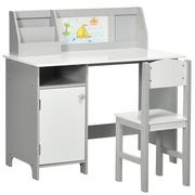 Set Tavolo e Sedie per Bambini 5+ Anni 90x45x 85 cm in Legno Bianco e Grigio