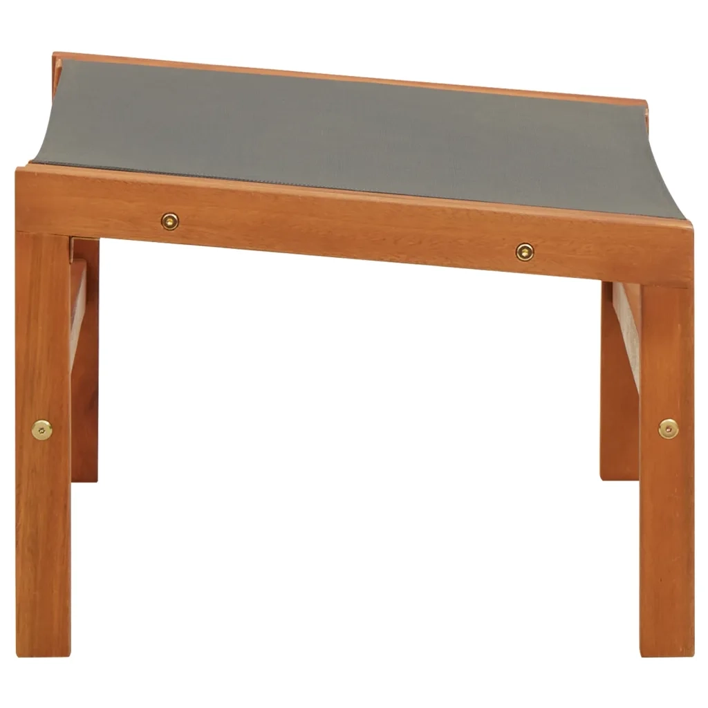 Sedia da Giardino con Pouf Grigia Eucalipto e Textilene  cod mxl 20426
