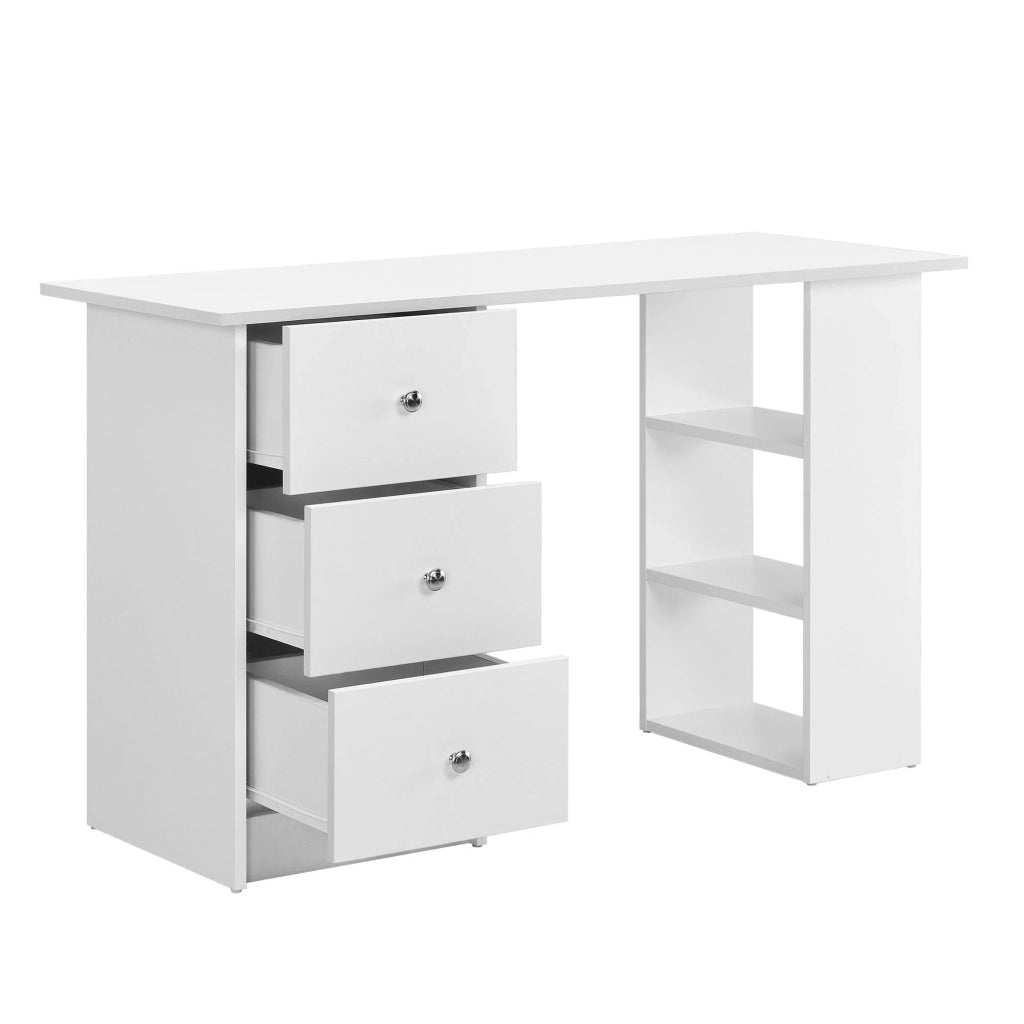 Scrivania/postazione di lavoro in legno rivestito in melaminico bianco 120 x 49 x 72 cm 03_0001179