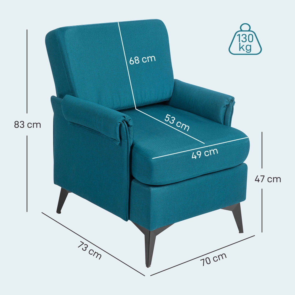 Poltrona Relax in Tessuto Verde con Braccioli ¨C Zephmum ¨C 70x73x83 cm