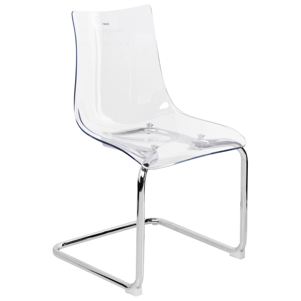 Set di 2 sedie da pranzo con seduta in plastica trasparente a sbalzo stile moderno
