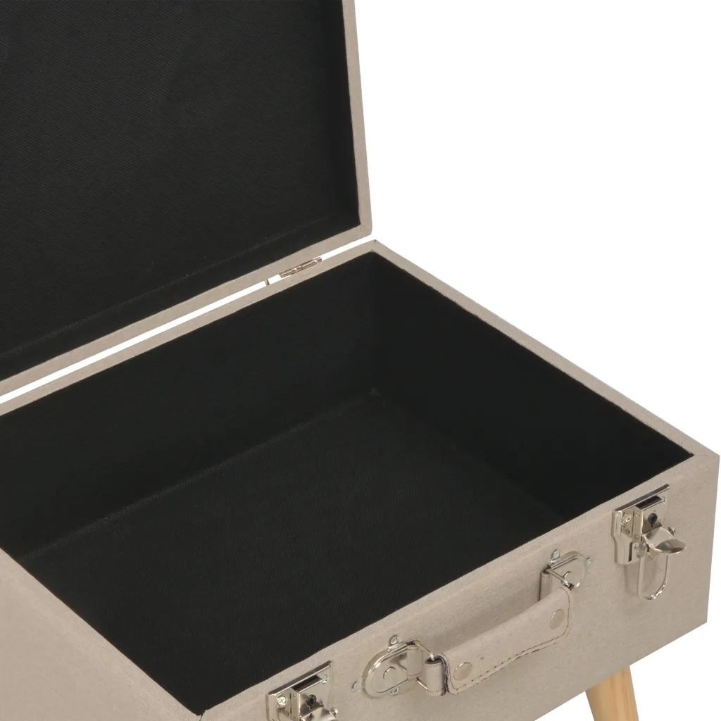 Sgabello con Contenitore 40 cm in Tessuto Beige 247518