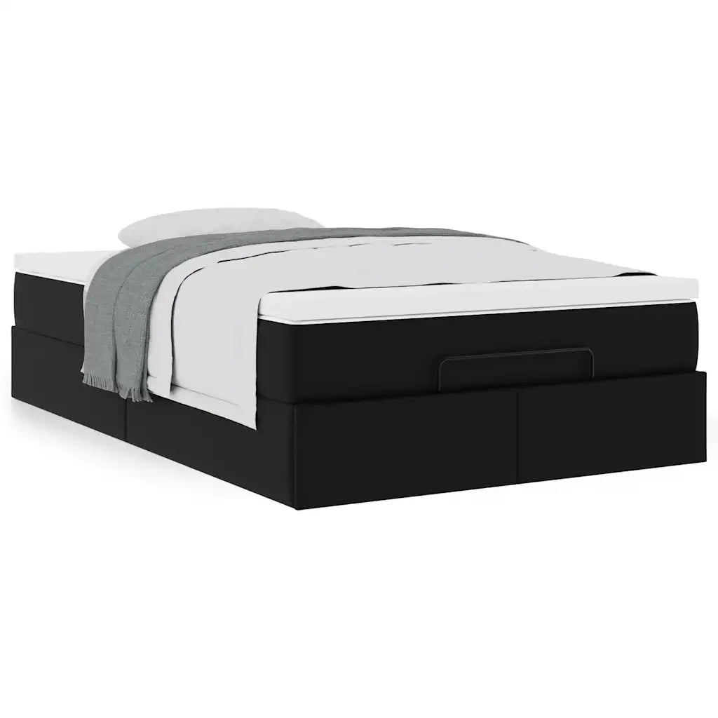 Struttura Letto Pouf con Materasso Nero 120x200 cm Similpelle 3311031