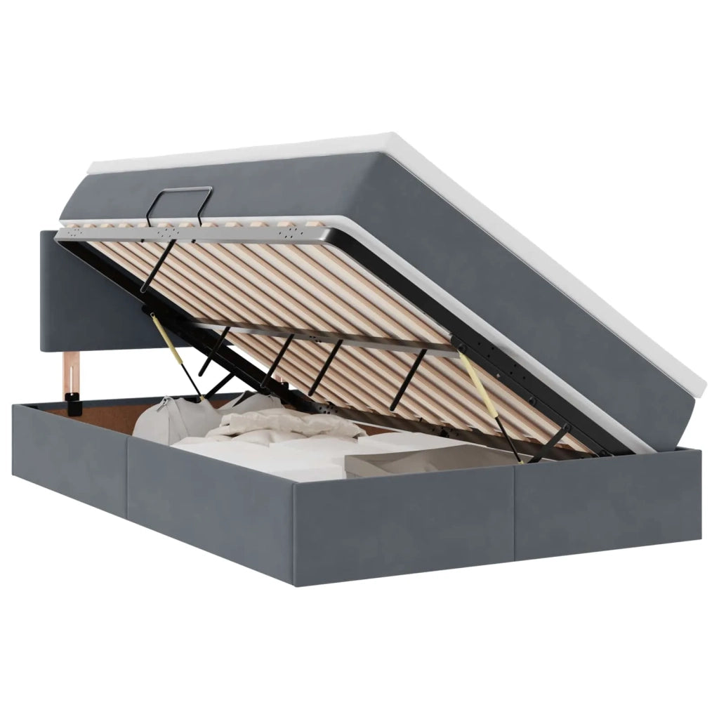 Letto con contenitore e LED Grigio scuro 120 x 190 cm Velluto 3371320
