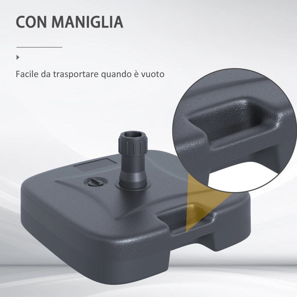 Base per Ombrellone da Giardino Ø38 Riempibile 20-30 Kg HDPE Nero 46x45x26 cm