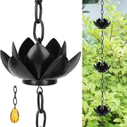 Catena di pioggia da 4 piedi – Bacinelli Lotus neri imbullonati – Sostituzione funzionale e decorativa per scarichi di pioggia - Decorazione di giardino
