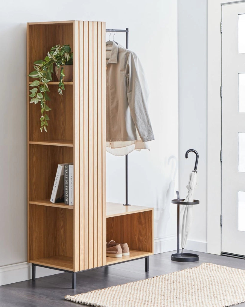 Armadio aperto 5 ripiani MDF Scaffale aperto per vestiti Marrone chiaro stile moderno