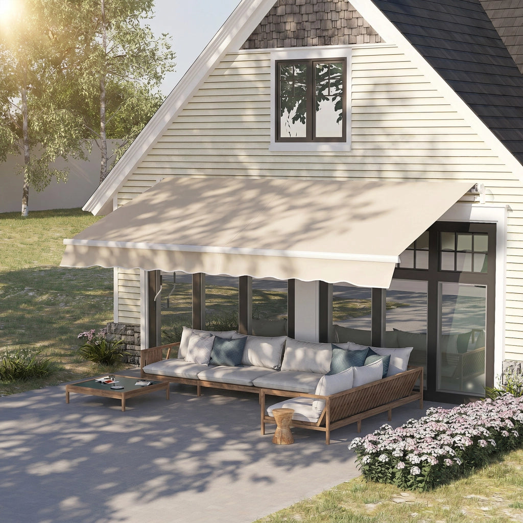 Tenda da Sole a Bracci per Esterno con Manovella ¨C zephmum ¨C 3x2.5m Beige Poliestere Metallo
