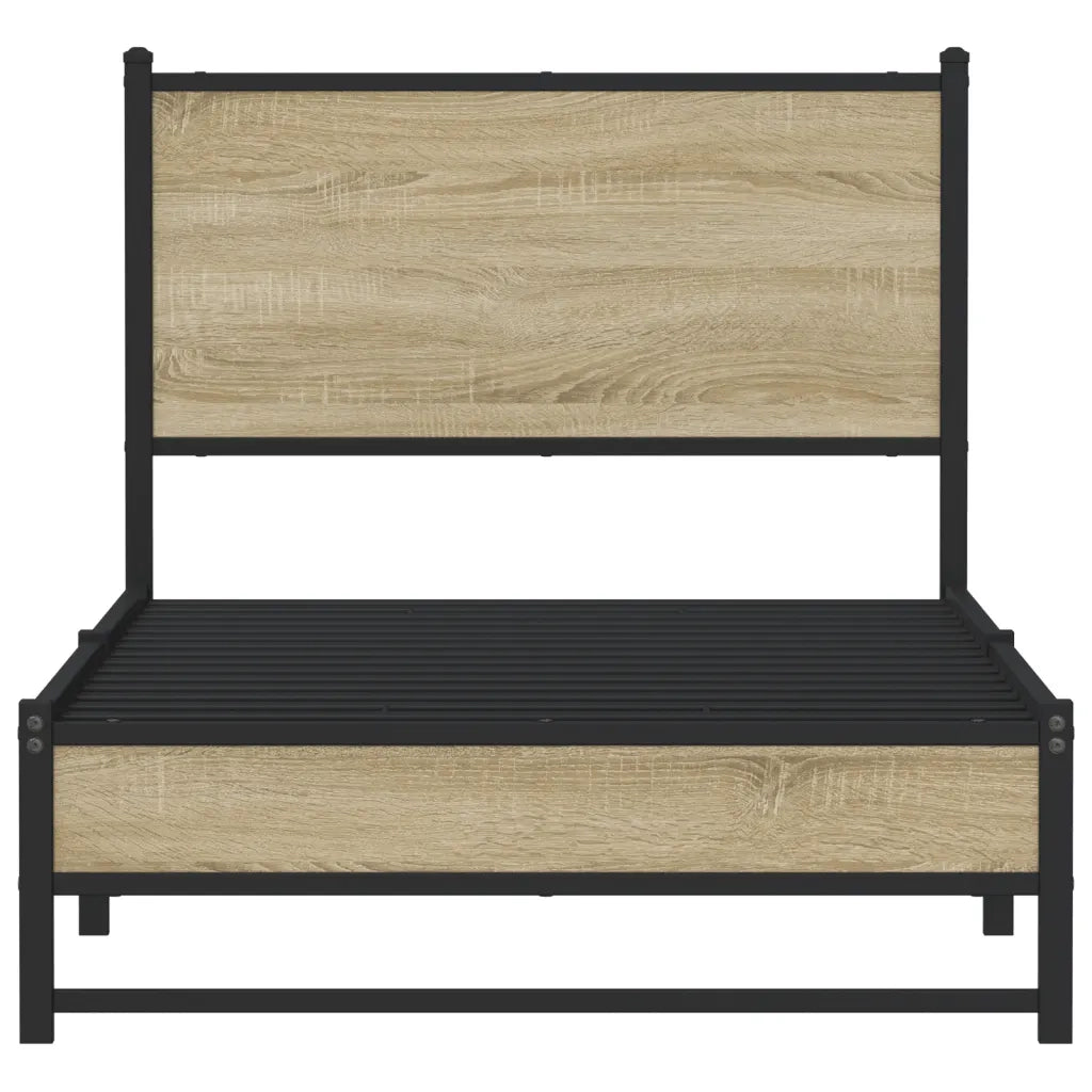 vidaXL Giroletto senza Materaso in Metallo Rovere Sonoma 80x200 cm
