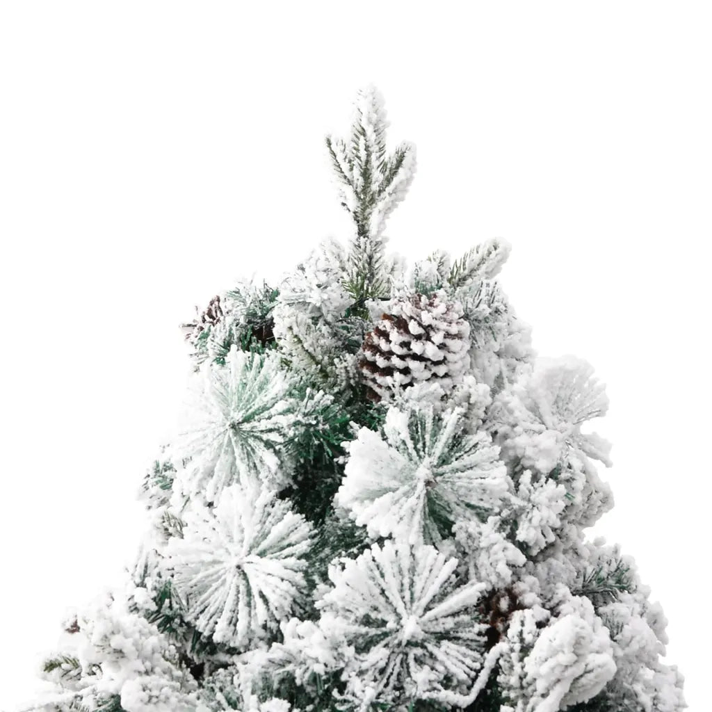 Albero di Natale Innevato Preilluminato Pigne 225cm in PVC e PE 3094562