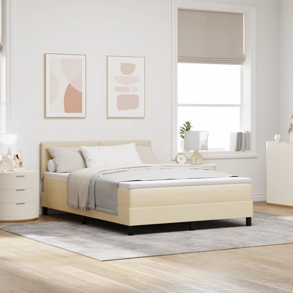 lettino box con materasso e LED crema 140x190 cm tessuto