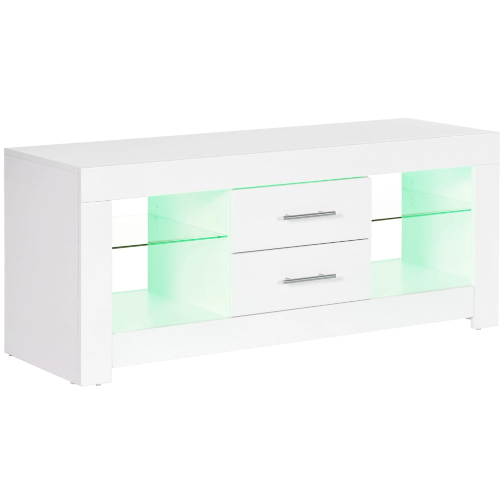 Mobile Porta TV con Luci LED ¨C zephmum ¨C Bianco Legno e Vetro 120x40x50cm