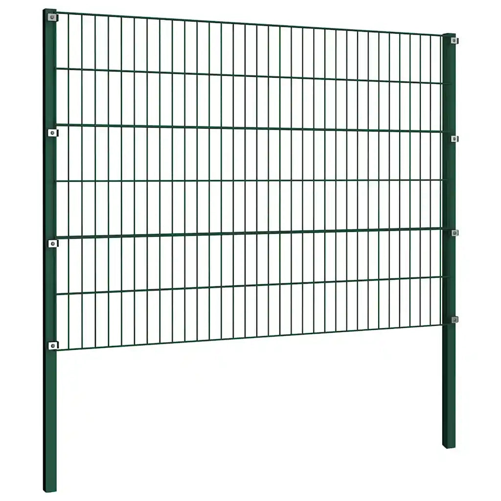 Pannello di recinzione con pali in ferro 176,5x120 cm verde 144934