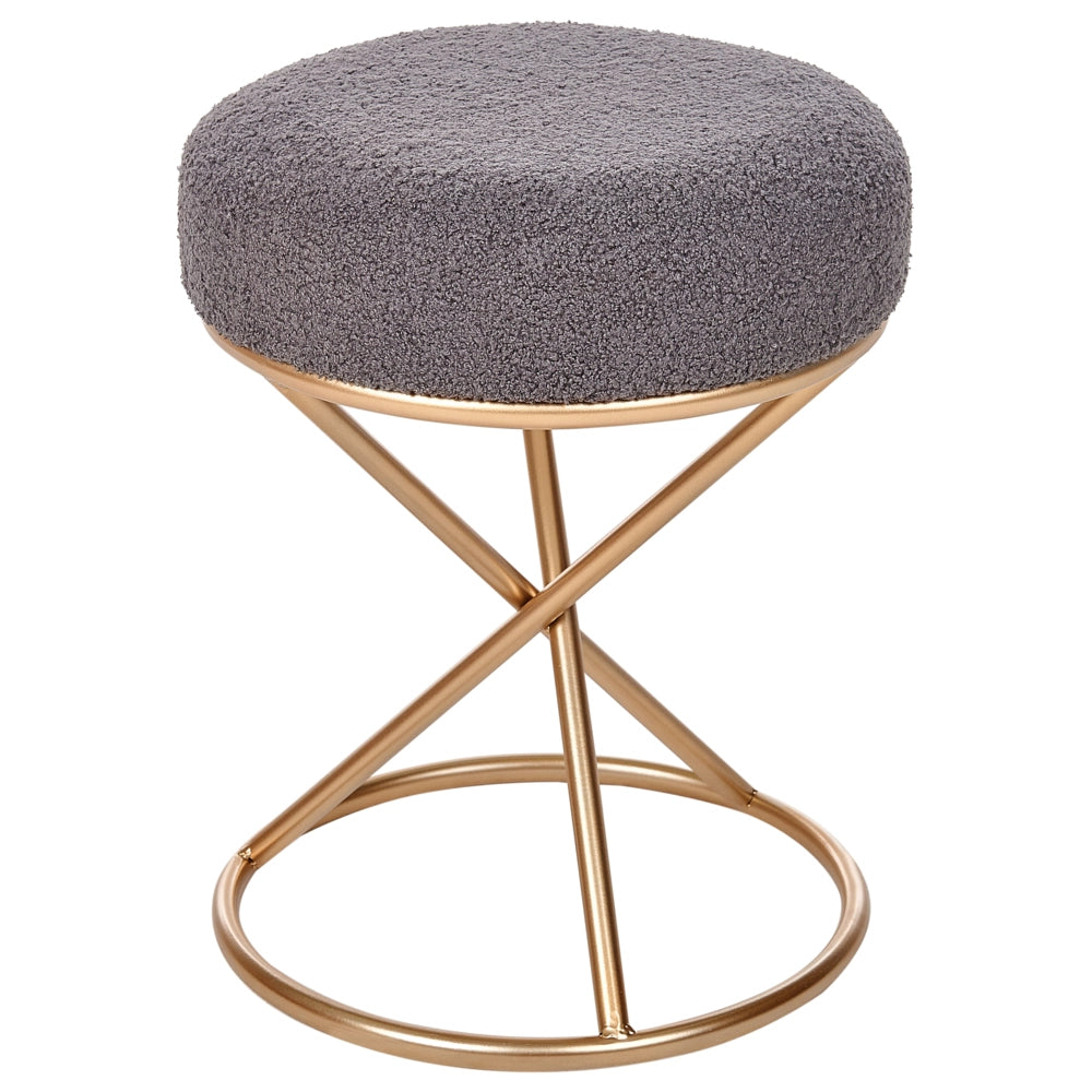 Pouf Boucle grigio con gambe in metallo Camera da letto Soggiorno Accessori per sedersi
