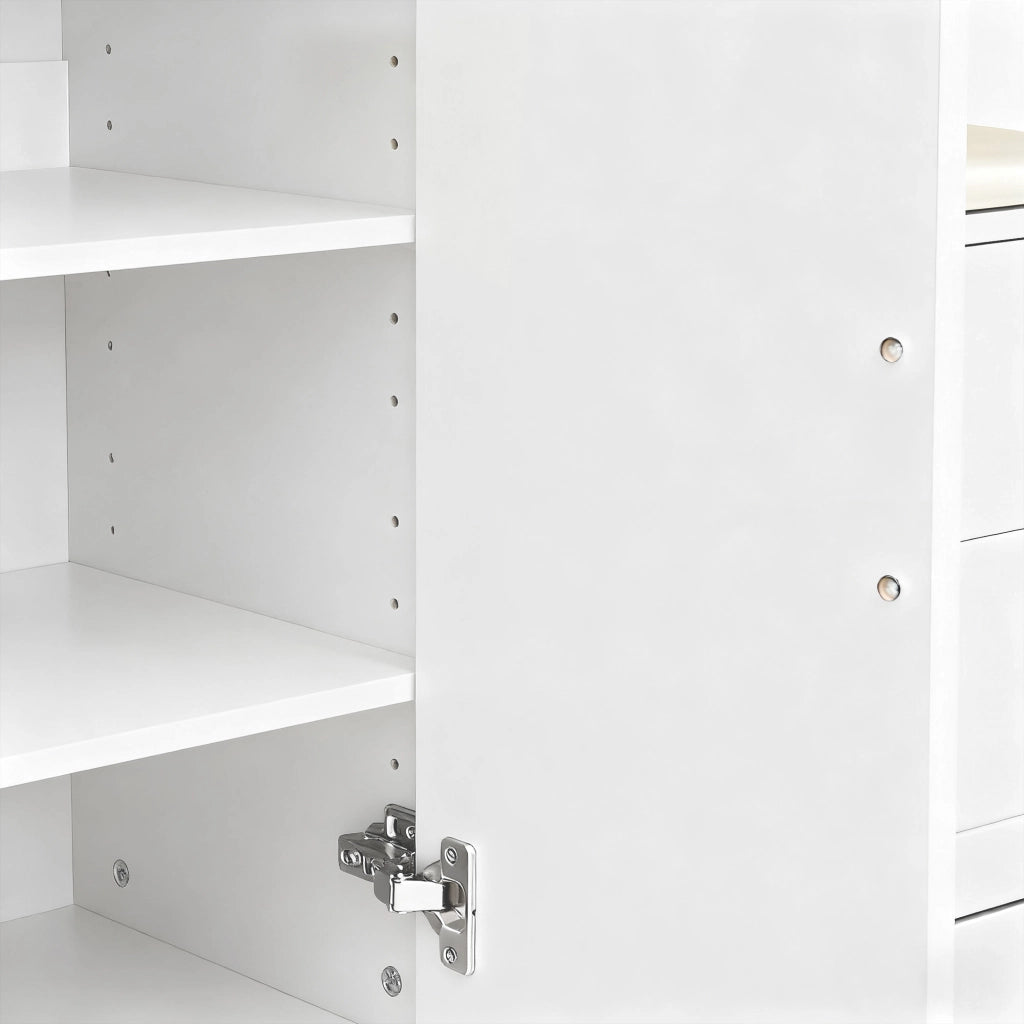 Set mobili ingresso con guardaroba, scarpiera, specchio e panca, in MDF Bianco