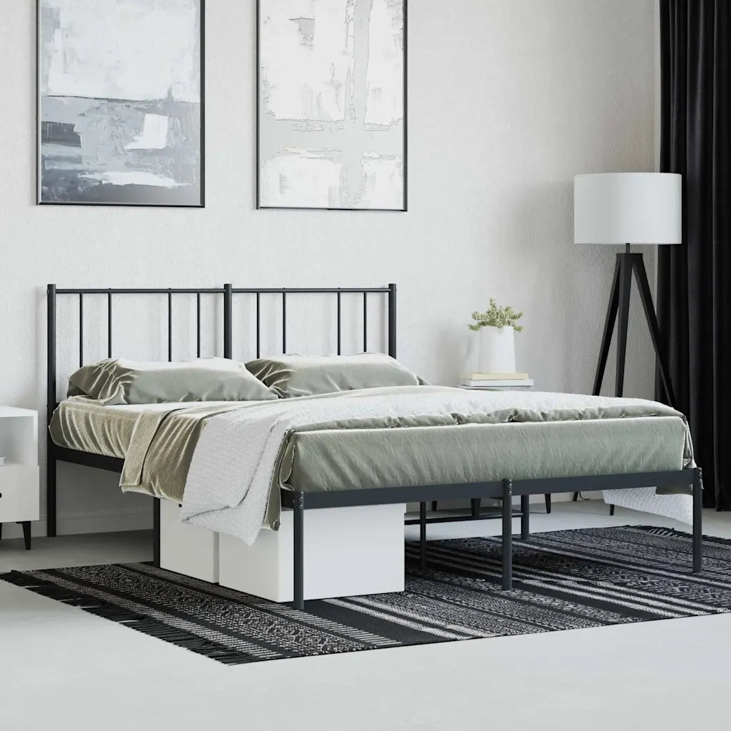 Giroletto con Testiera in Metallo Nero 120x190 cm 352477