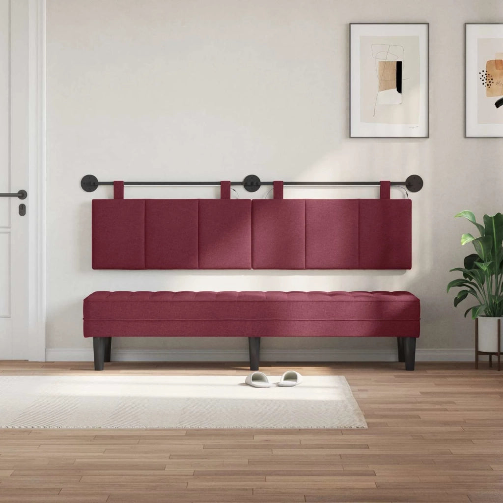 Testiera | Testata sospesa Con luce LED Rosso Vino Tessuto