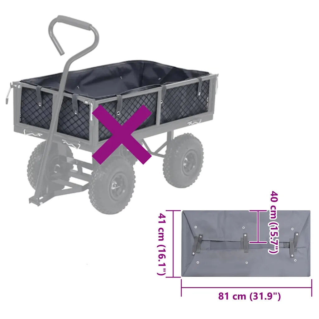 Telo per Carrello da Giardino Grigio Scuro 81x41x40 cm Tessuto 92586