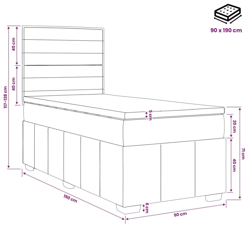 Letto box spring con materasso Nero 90 x 190 cm Tessuto 3454024
