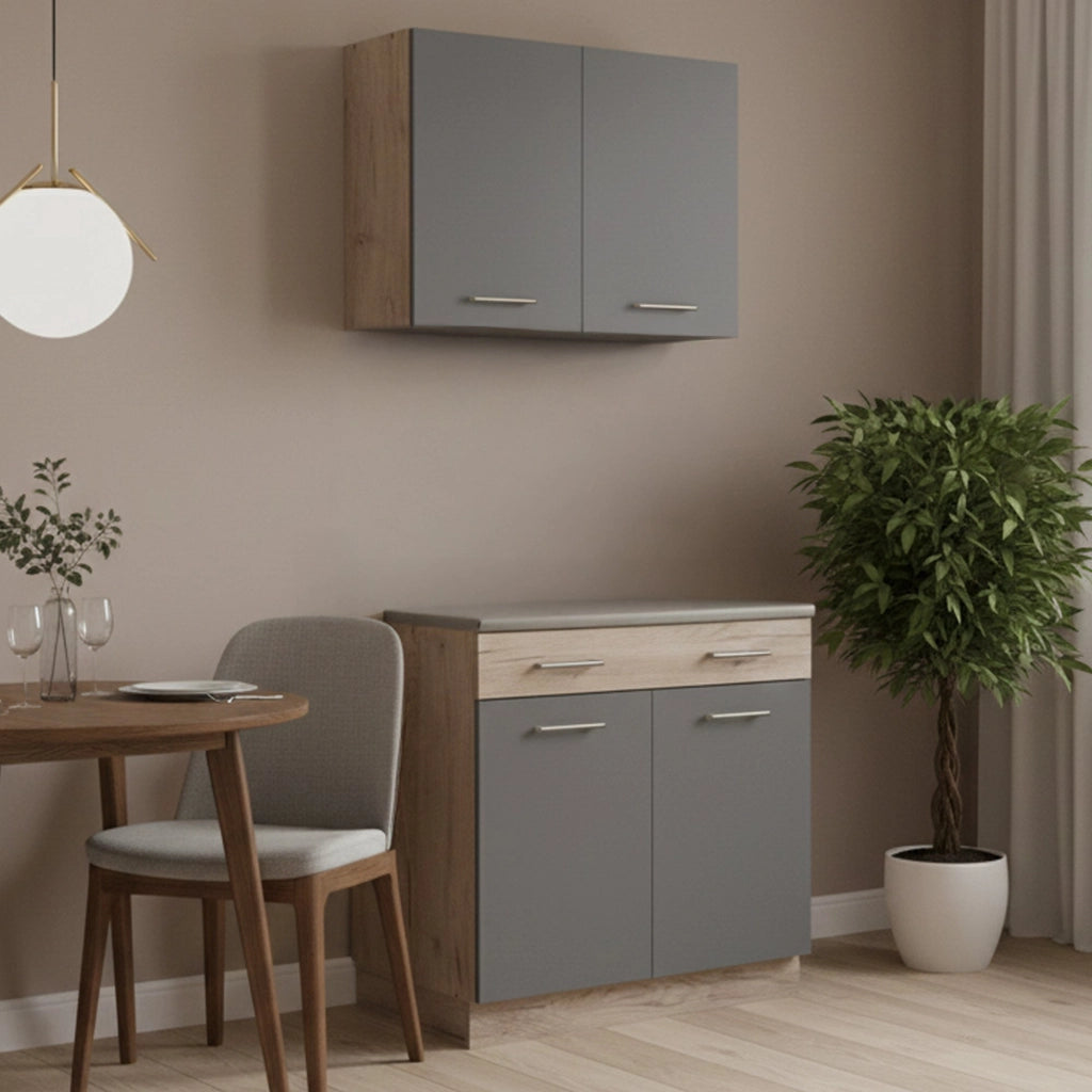 Cucinino Garessio, Cucina un Cassetto, Elettrodomestici non inclusi, Nero Antracite